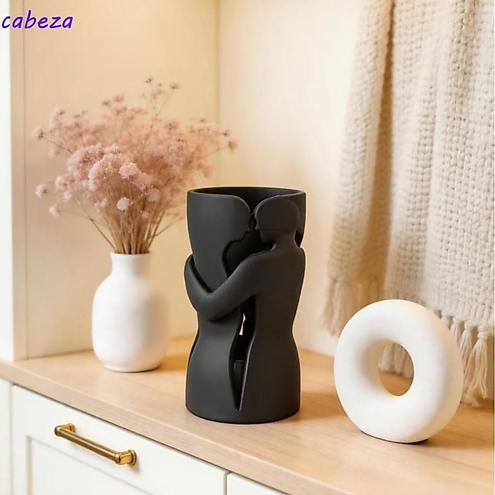 Vaso De Flores De Casal 3D CABEZA , Escultura De Ornamento De Amantes Românticos De Forma Abstrata , Decorativo Artístic
