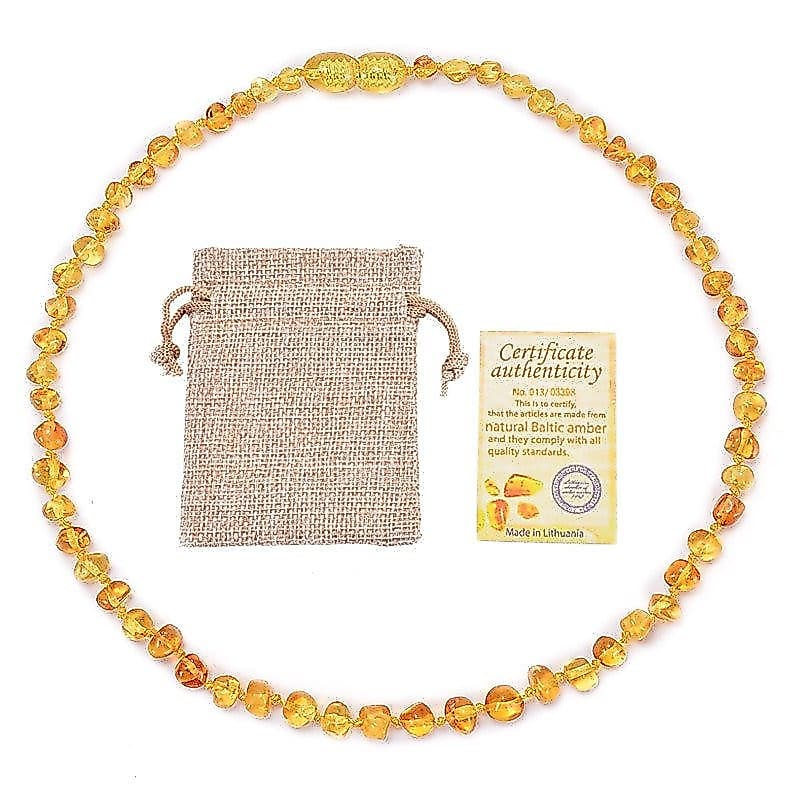 Colar de Âmbar Báltico Natural para Bebês e Crianças, 33cm 9YDF