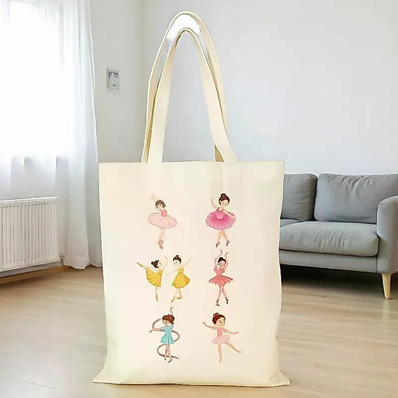 Novo estilo Ballet menina bolsa de lona moda fresco simples Cultural criativo saco de lona portátil ambientalmente amigá