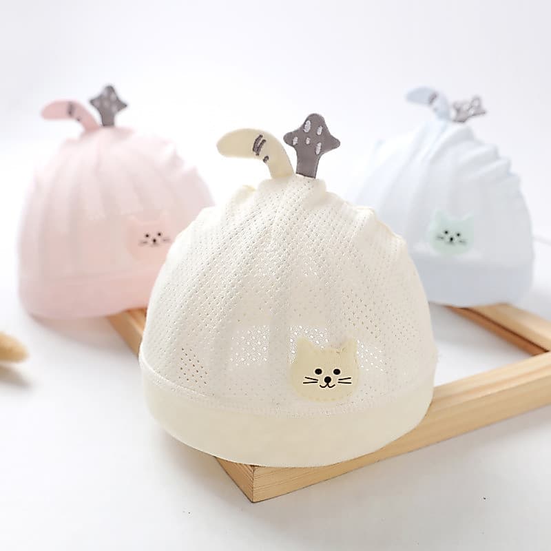 Chapéu para Bebê Recém-Nascido, Estilo Fino para Primavera/Verão, Boné Infantil Sem Costura de Camada Única, Bonito, QR2