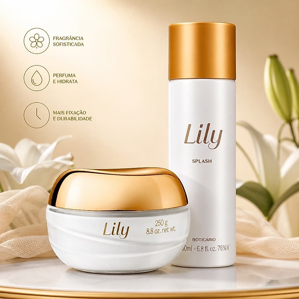 Body Splash Liilily e Creme Hidratante Feminino | Compre Individual ou Kit Completo