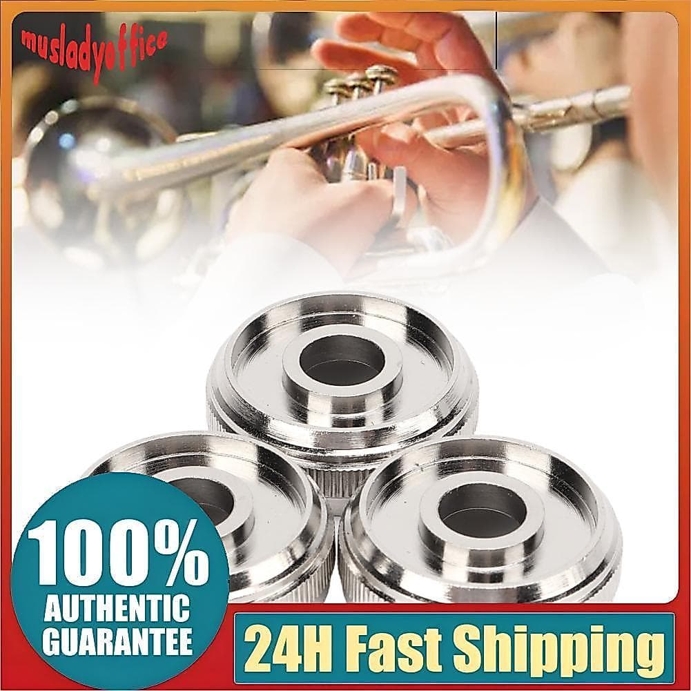 musladyoffice-BR 3 peças tampa de válvula trompete metal prata parafuso pistão para substituição acessórios de