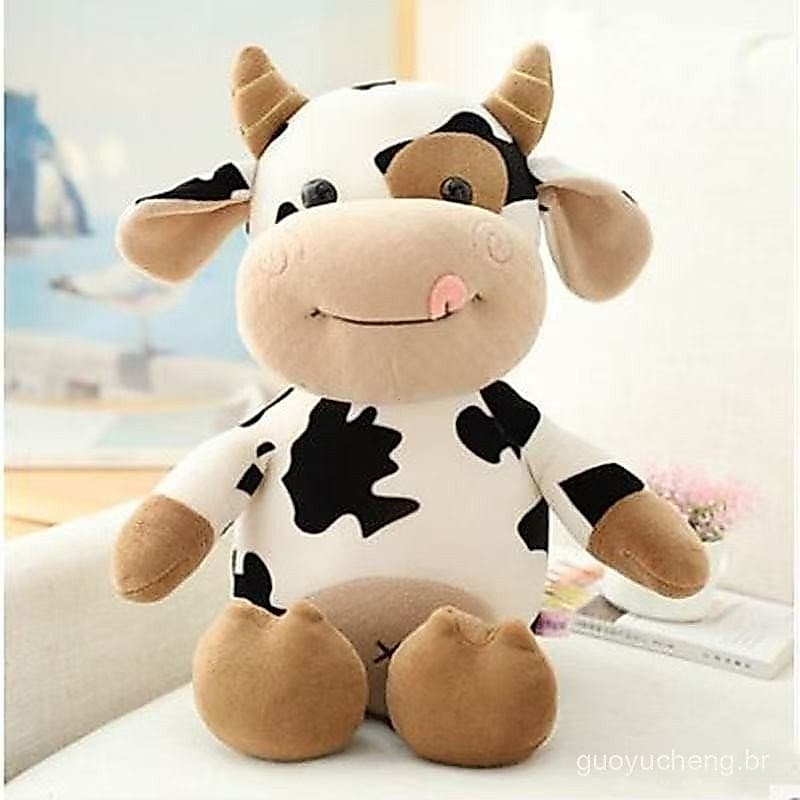 Boneco de Vaca Fofo de 30cm, Brinquedo de Pelúcia de Bezerro, Presente de Aniversário para Crianças SR9A