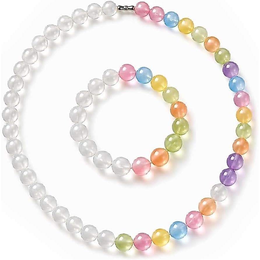 Pulseira e Colar de Contas Dopamina, Colar de Contas Coloridas Arco-Íris Reativo aos Raios UV, Colares, Pulseiras e Brin