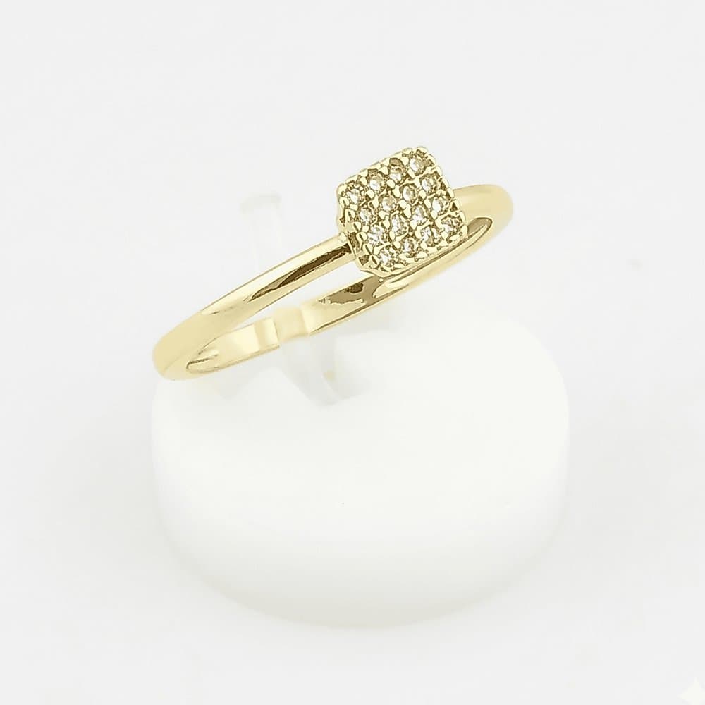 Anel Chuveirinho Quadrado Banhado em Ouro 18k Cravejado  16
