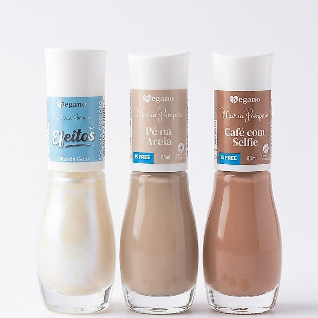 Kit 3 Esmaltes Nude Olho de Gato Pe Areia Cafe Maria Pomposa