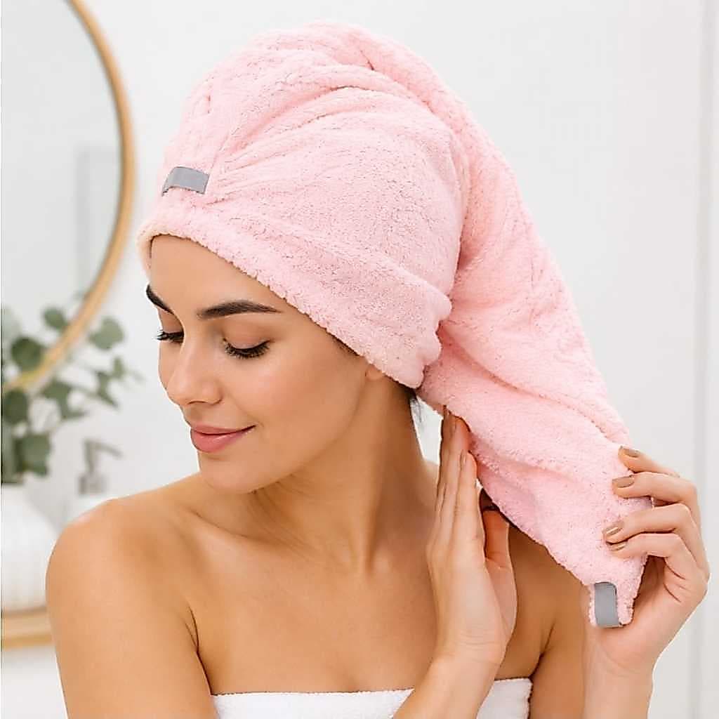 Toalha de Secar Cabelo Super Absorvente Microfibra 74 Cm Premium Anti Frizz