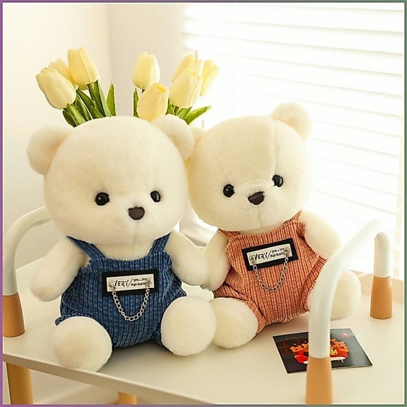 Urso de pelúcia, brinquedo de pelúcia, urso de pelúcia fofo com calças pretas, boneco de Grabber.