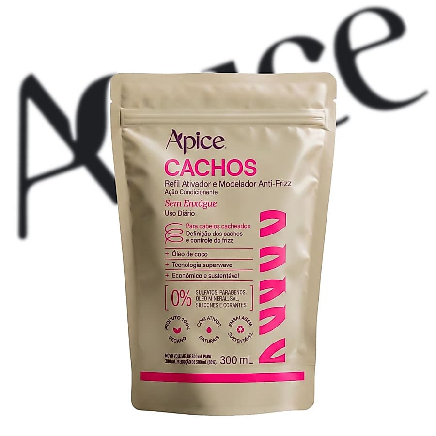 Refil Ápice Ativador e Modelador de Cachos | Hidratação Controle de Frizz Cacheados e Crespos 300ML