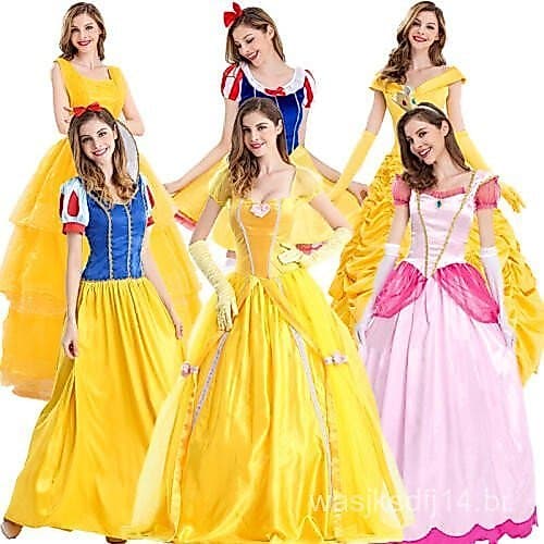 Adulto Beleza E A Fera Vestido De Princesa Contos De Fadas Vestidos Cosplay De Festa De Halloween Vestido