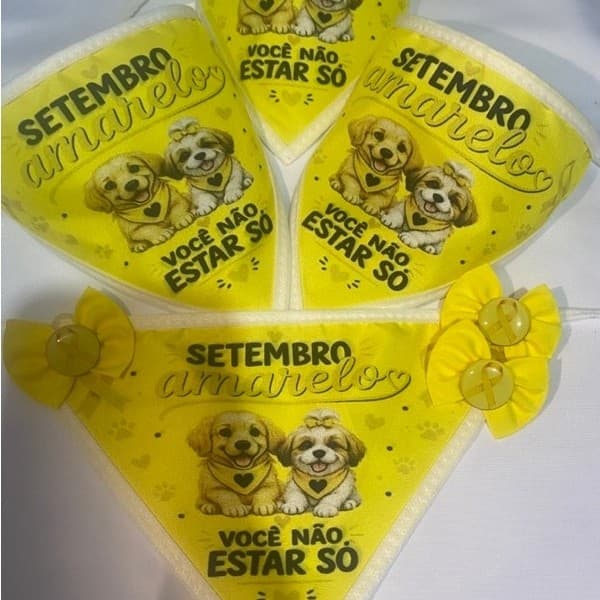 50 bandanas setembro amarelo  + 50 laços não ao suicídio