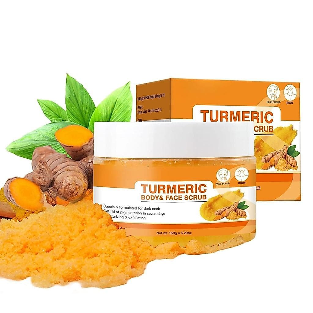 Esfoliante Corporal de Açúcar com Cúrcuma, Clareador Corporal, Melhora Manchas Escuras, Remove Células Mortas, para Área