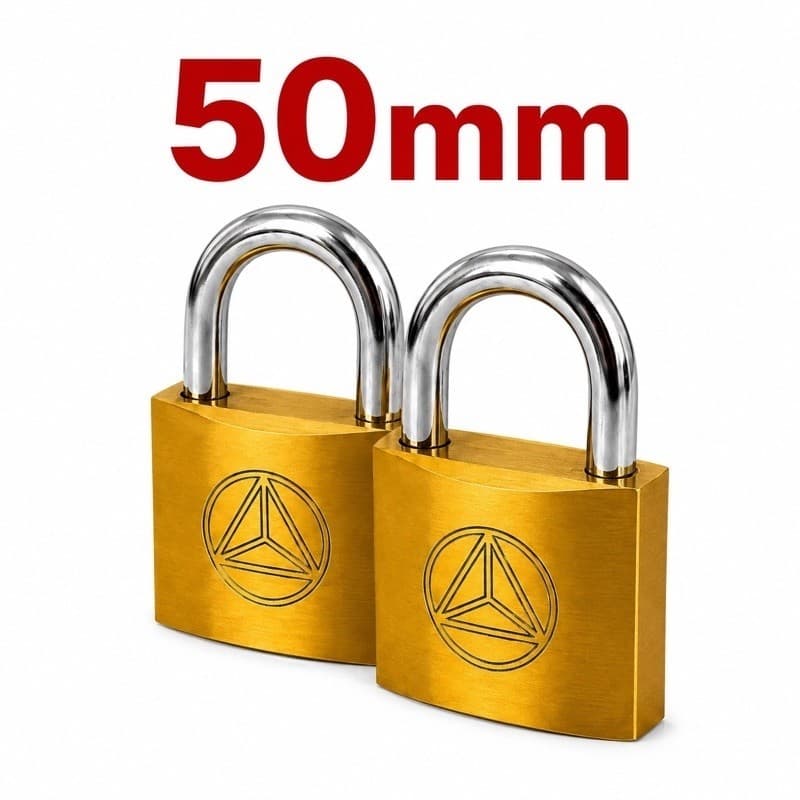 Kit 2 Cadeados Dourados 50mm Tri-Angle + 3 Chaves Reforçadas | Alta Resistência