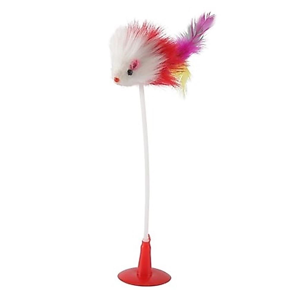 Brinquedo Ratinho De Feltro Com Penas Coloridas E Fixador