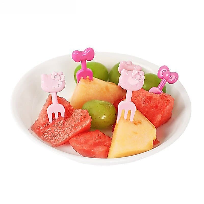 Conjunto de 10 garfos de frutas para lancheiras infantis, mini conjunto de sobremesas de plástico para melancia, estilo
