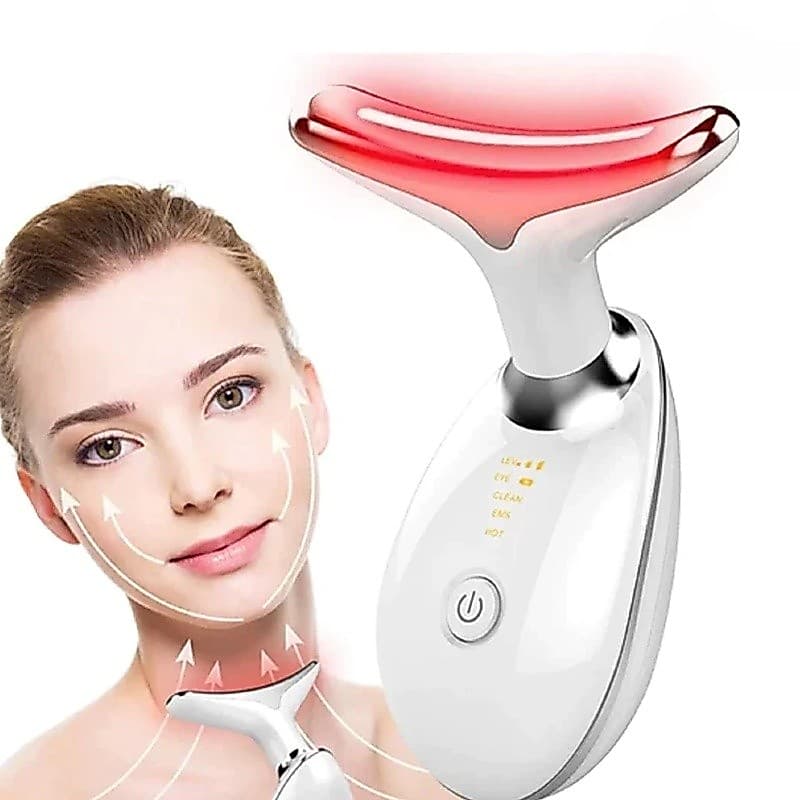 Massageador LED de Pescoço e Rosto com Fototerapia para Cuidado Facial Diário