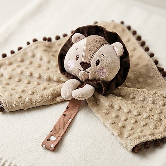 🦁 Naninha Leão Bebê Personalizada Com Nome Porta Chupeta Super Macia 40x40cm