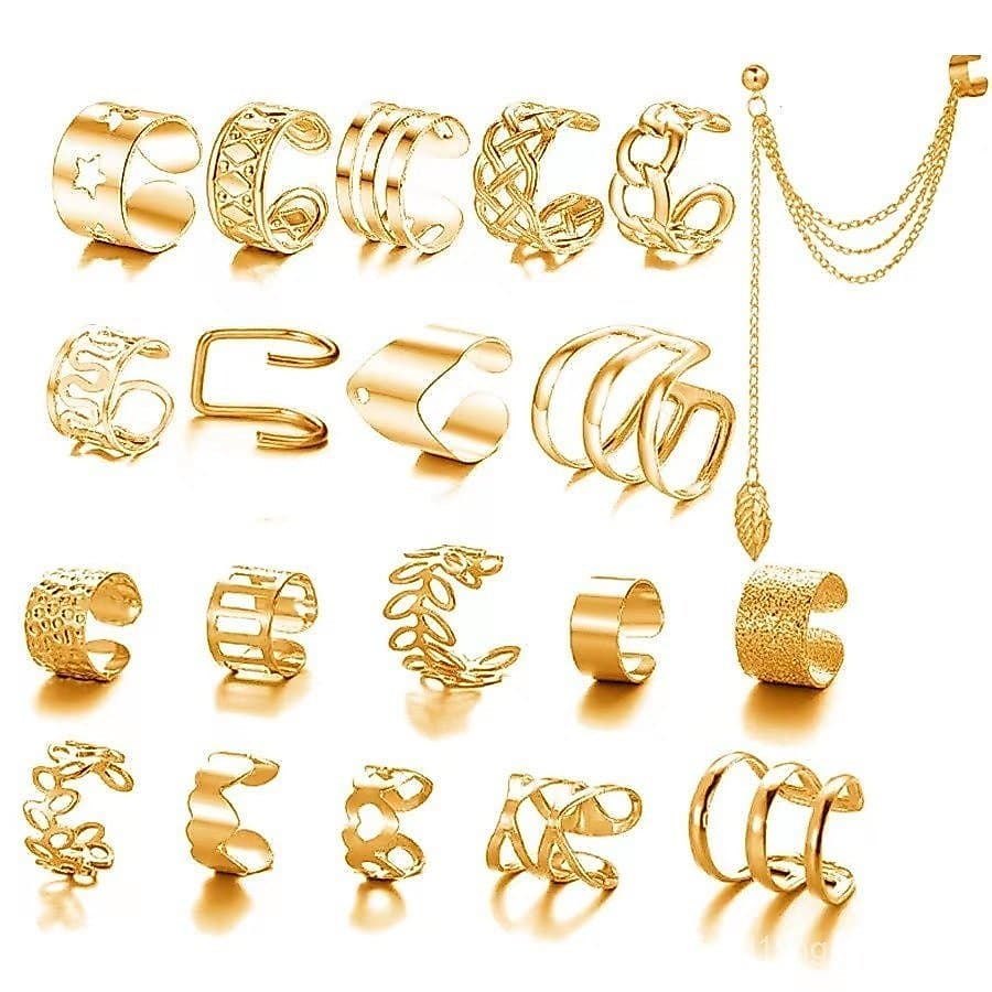 20 Peças Conjunto de brincos retrô dourados clipes de orelha brincos clássicos elegantes para mulheres, joias