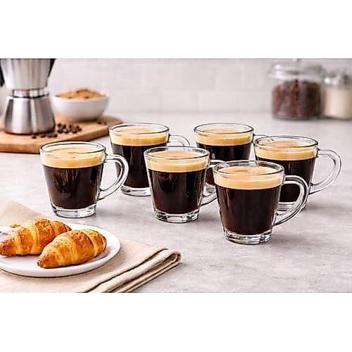 Conjunto Canecas Vidro Expresso 6 Pecas Capacidade 70ml Alta Qualidade Duravel