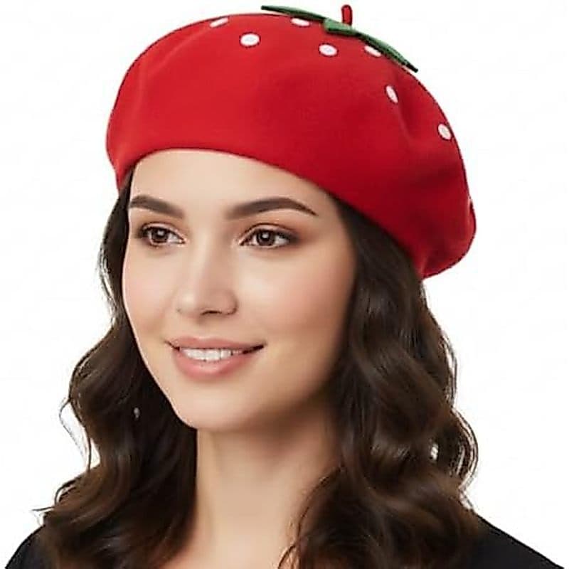 TENDYCOCO Boina De Morango Para Mulheres , Mistura De Lã , Estilo Francês , Decorativo , Festa , Cosplay , Charmoso Padr