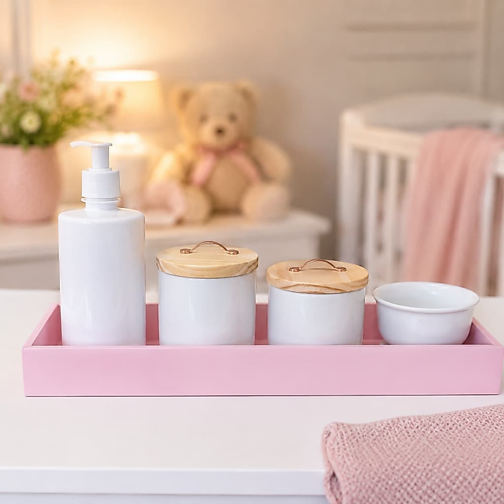 Kit higiene bebe porcelana rose baby Liz