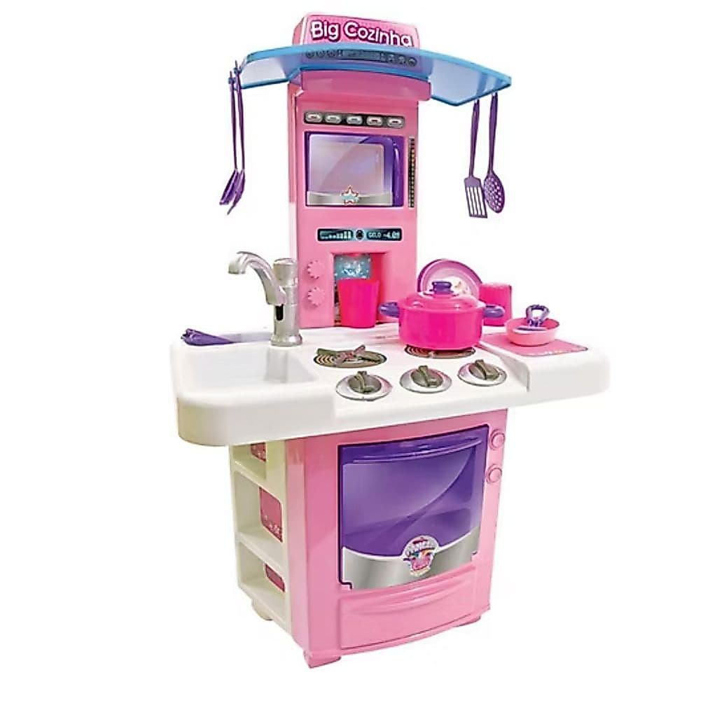 Cozinha Infantil Grande Com Torneira Água De Verdade E Som