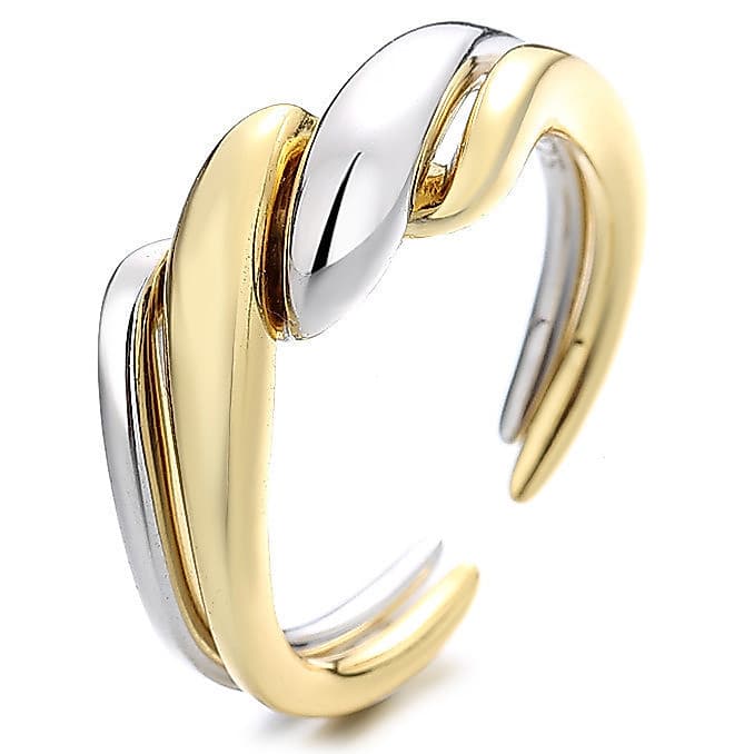 Anel 2 em 1 para mulheres, anel banhado a ouro 18K para homens, anel ajustável