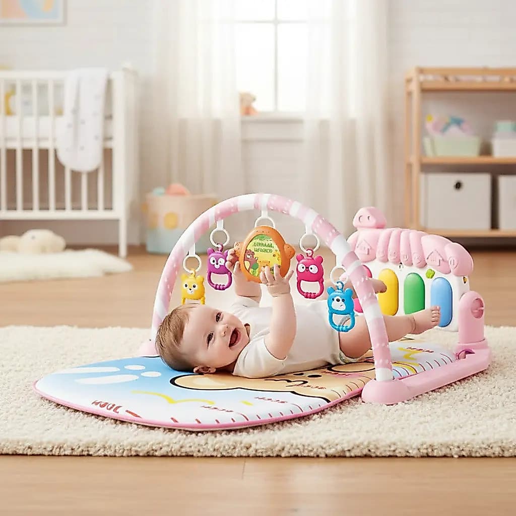 Tapete Bebê de Atividades Musical com Piano Interativo - Azul
