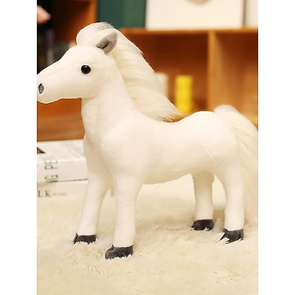 Simulação pônei brinquedo de pelúcia cavalo branco cavalo escuro suor sangue BMW crianças brinquedo de pelúcia ornamento