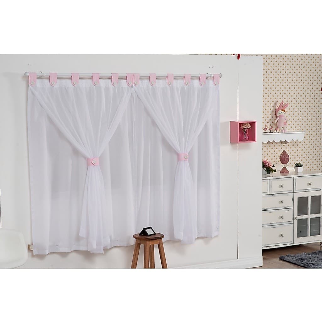 Cortina 100% Algodão Cores diversas quarto de menina e menino voil forrada