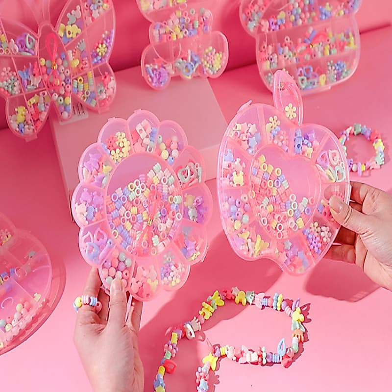 Miçanga Infantil Para Pulseira Colar e Brincos Maleta Miçangas + Silicone Presente