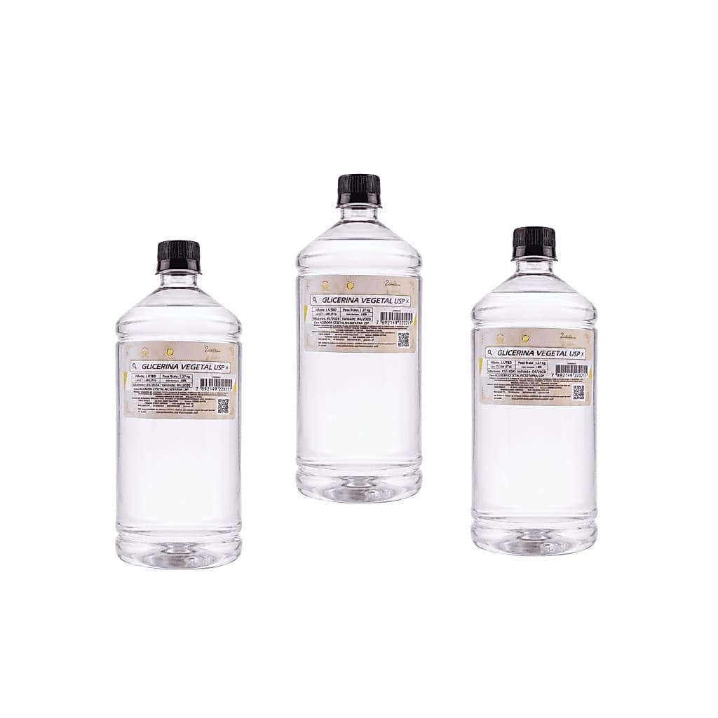 Kit Glicerina Vegetal Usp 3 Litros Pura 100% - Alimentícia