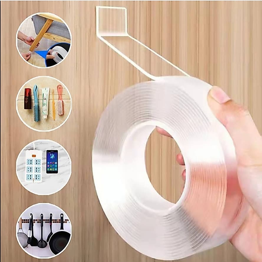 Kit Fita Adesiva Dupla Face Transparente Ultra Forte Silicone 3/5/8Metros