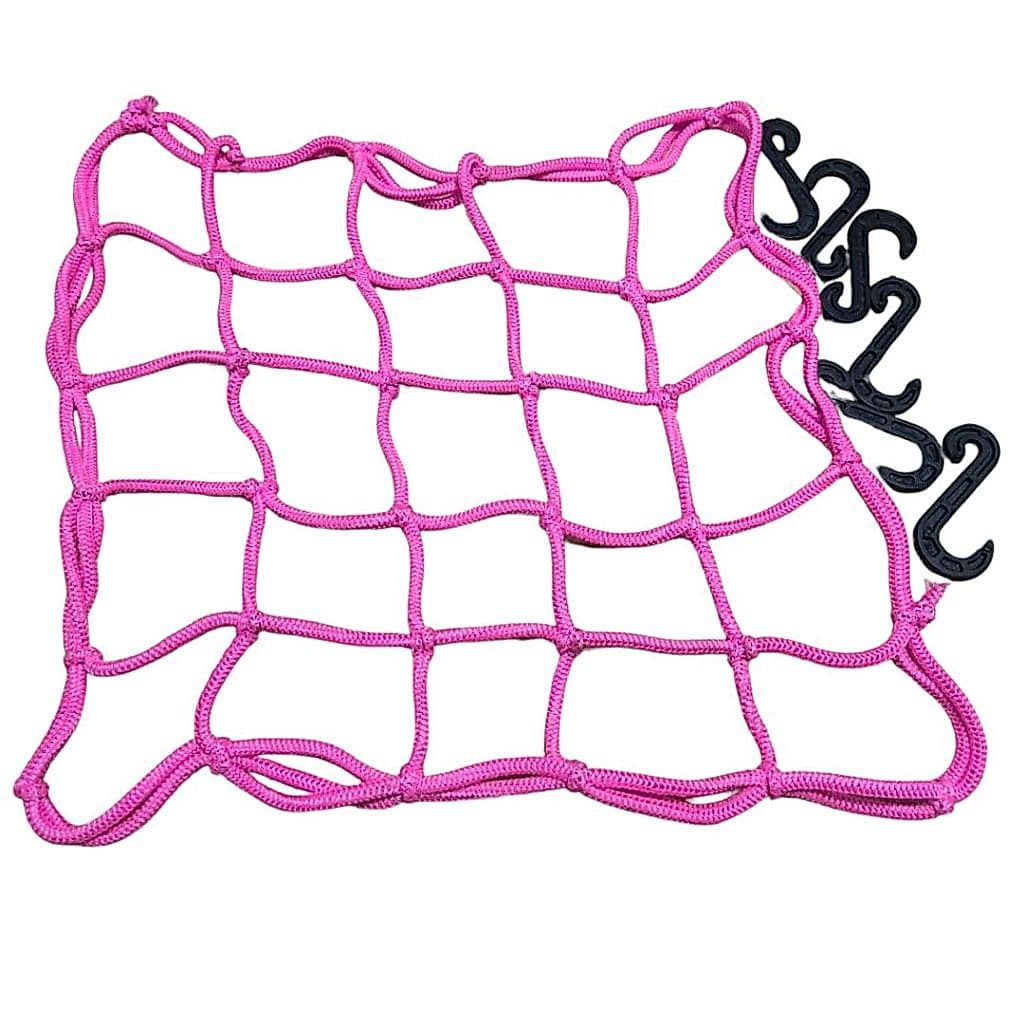 Rede de Carga Rosa 35x35cm para Bagageiro de Moto ou Bicicleta