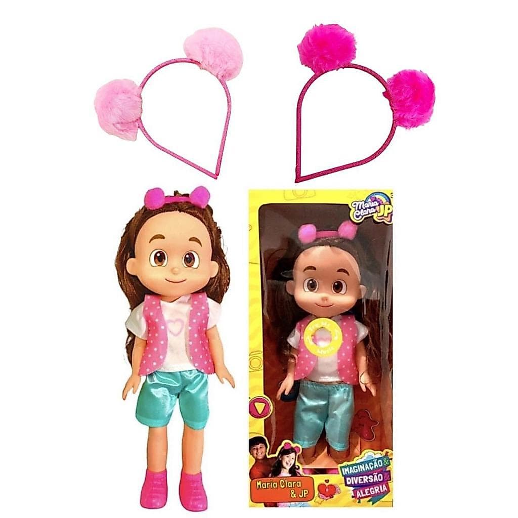 Boneco Maria Clara Youtuber 27cm Musical Canta + Tiara Pompom