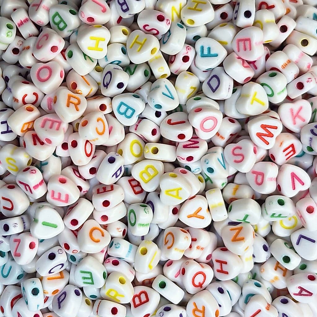 Miçanga Letras Alfabeto Colorias Formato De Coração Infantil 1000 Peças