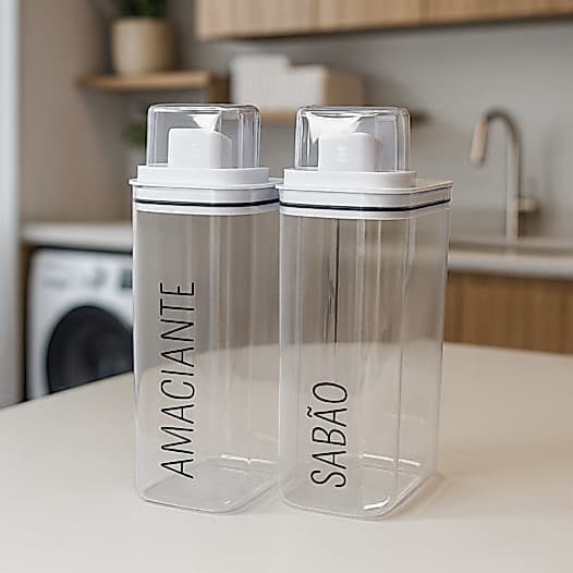 Dispenser organizador para lavanderia personalizado - Sabão/Amaciante