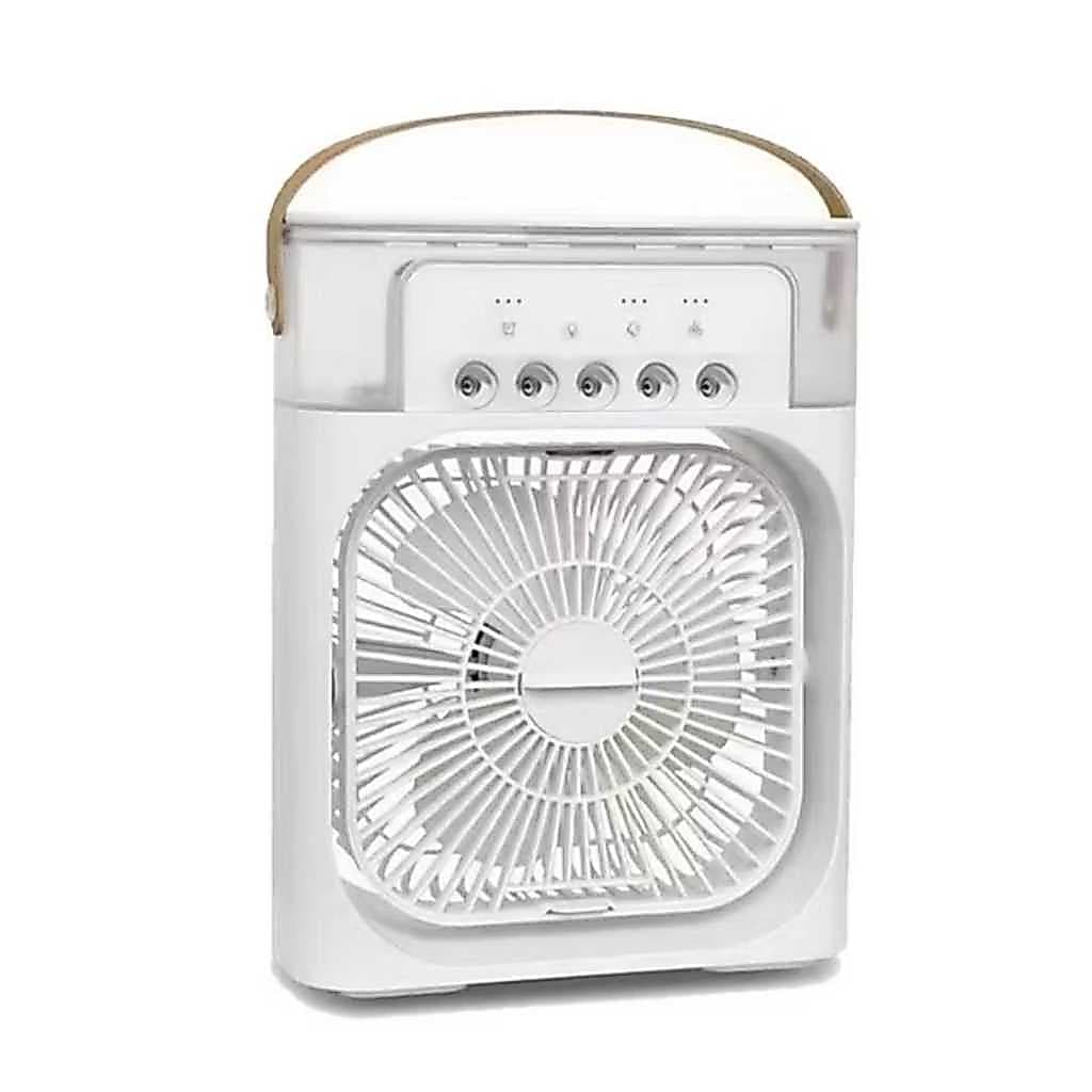 Mini Ar-Condicionado e Climatizador Umidificador, Nebulizador, Ventilador, Aromatizador Agua e Gelo com Led Portátil