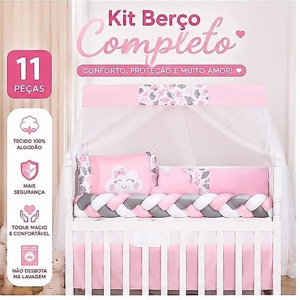 Kit Berço Americano Slim 11 Peças Completo Baby Luxo Vários Modelos