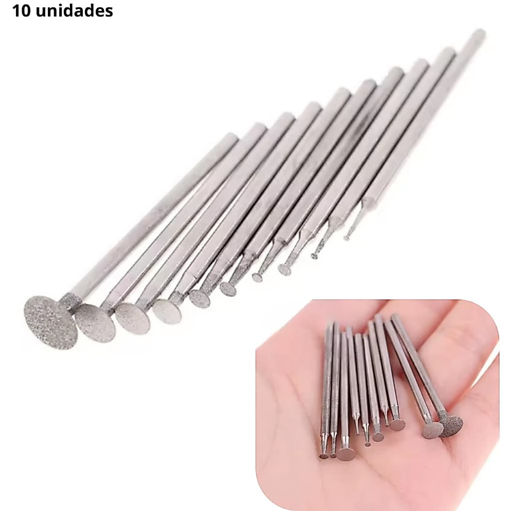 Jogo de Mini Discos de corte Diamantados para Micro Retífica Caneta Elétrica 10 peças