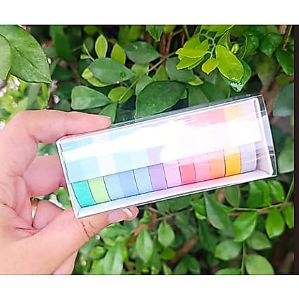 Fita Washi Tape Tons Pastel Pasteis Durex Colorido pack com 12 unidades