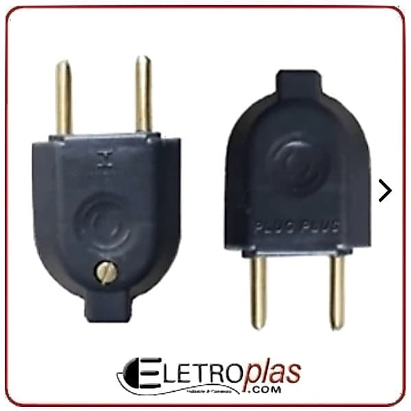 KIT c/ 50 Plug Tomada Pino Macho Reto 2 Polos 10 Ampere