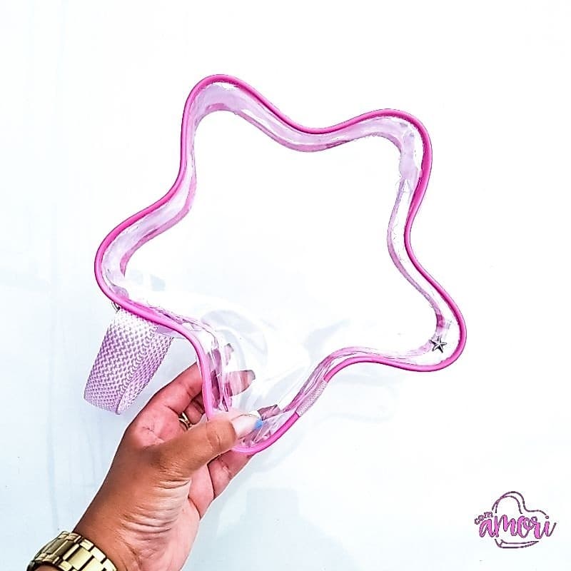 Necessaire Formato Estrela Transparente para Laços Maquiagens Batons Cosméticos