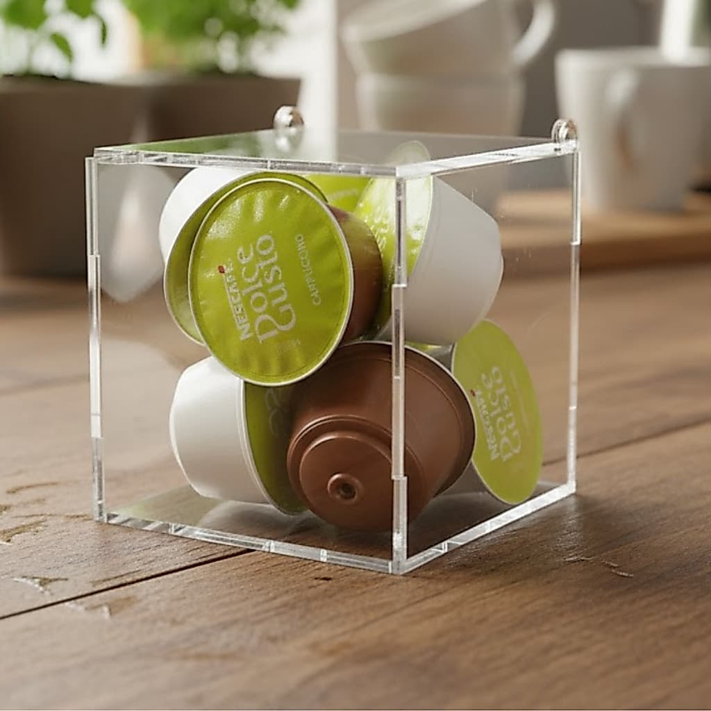 Porta Cápsulas Acrílico Cristal Cubo Organizador Para Cantinho Do Café