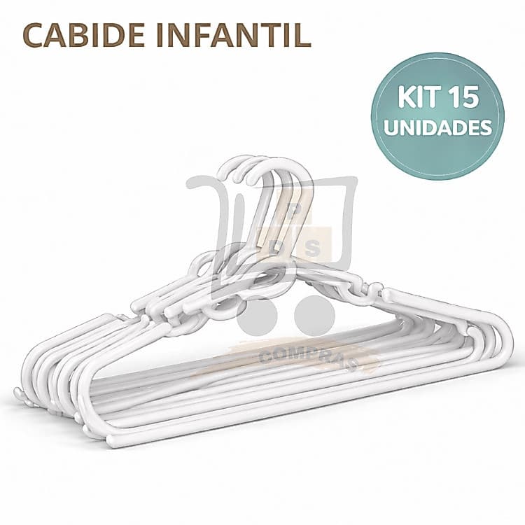 Kit 15 Cabide Branco Infantil Bebe Plastico Reforçado