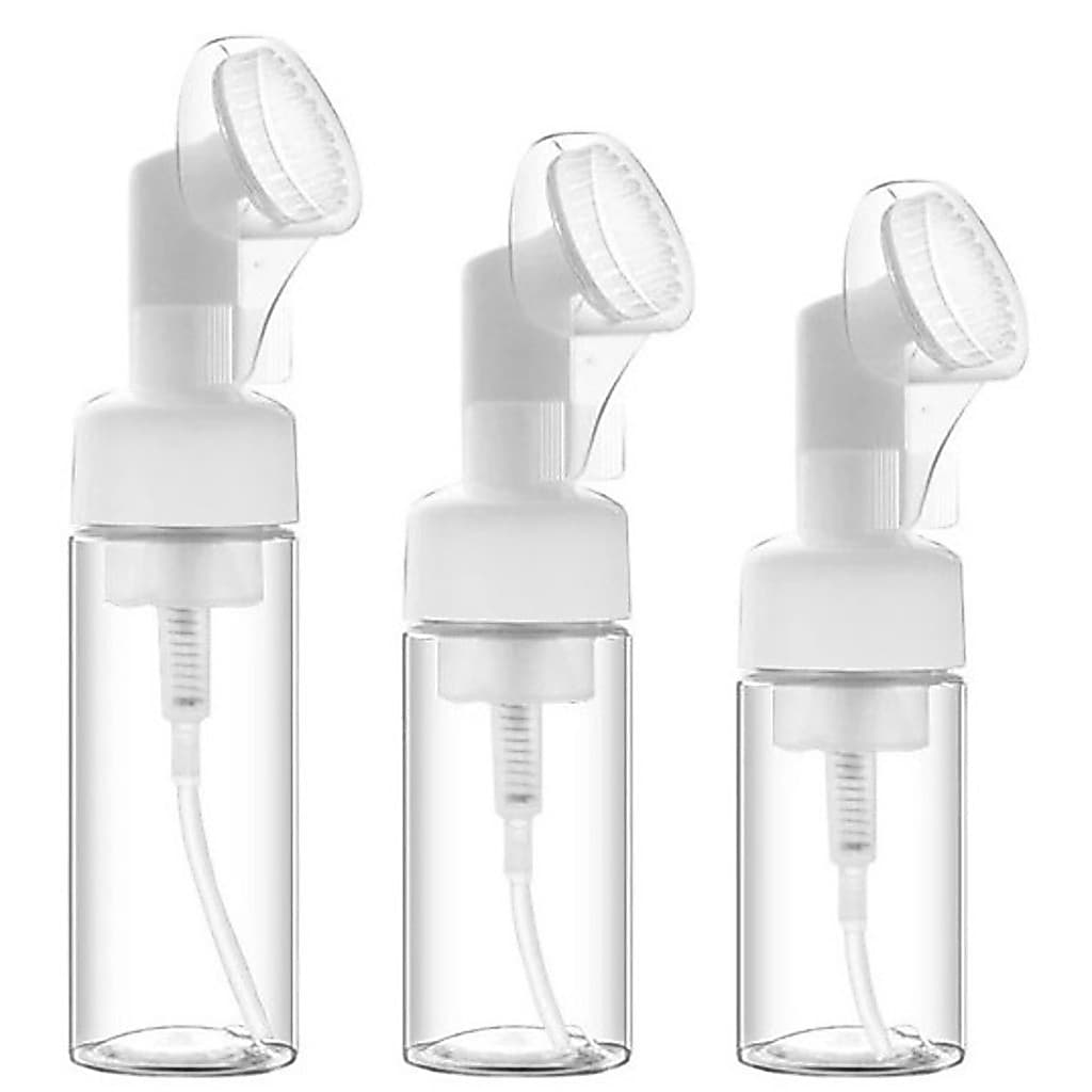 Frasco Pump Espumador Com Escova De Silicone Para Limpeza Facial Skin Care 120ml