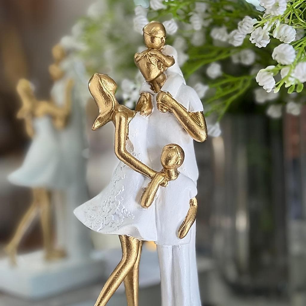 Estátua Decorativa Família com Filhos 2 DOIS MENINOS | Garotos União Amor Minimalista Escultura Casa
