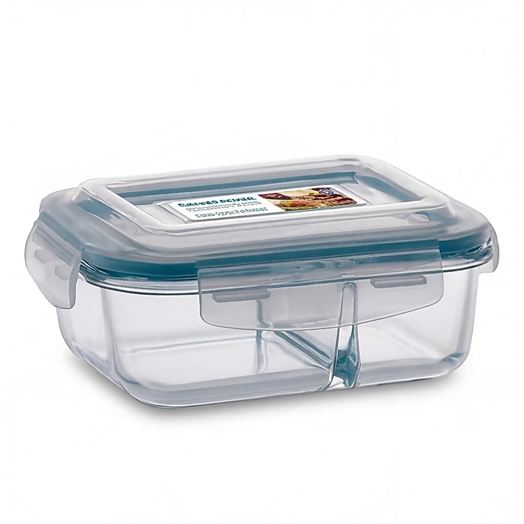 Pote De Vidro Hermético Mantimentos Marmita Refratário 640ml Com Divisória 4 Travas