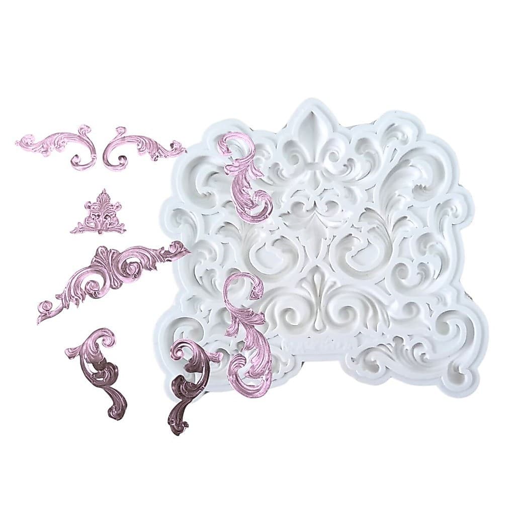 Molde Silicone Aplique 9 Arabescos Resina Epoxi Biscuit