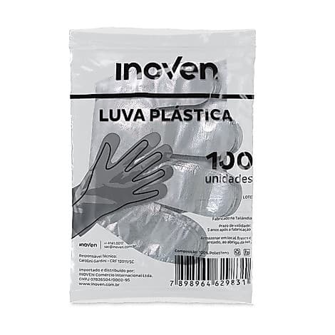Luva Plástica Descartável c/100un Inoven